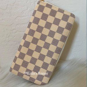 Checkered Mono Long wallet Women Holder Bank Wallet Card Cash,zipper wallet